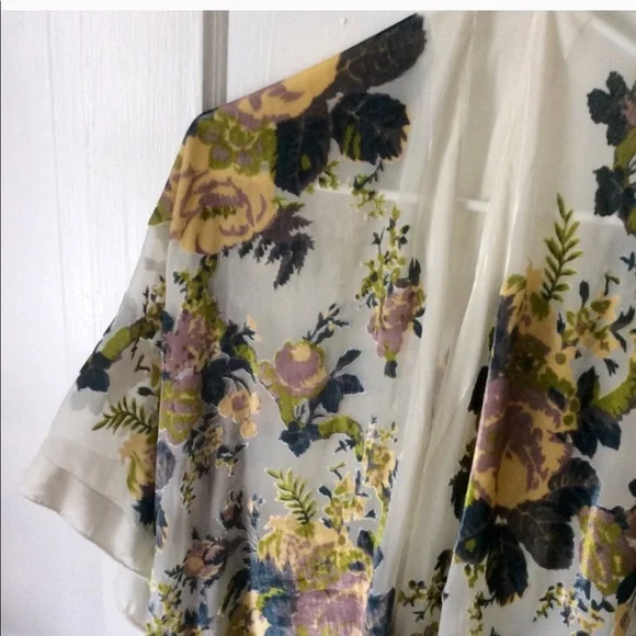 Anthropologie Terceria Floral Velvet Kimono - Picture 4 of 5